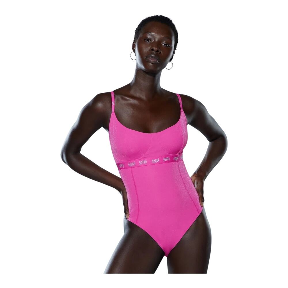 Yitty Spotlight Shaping Demi Cup Thong Bodysuit Shimmery Pink Size L